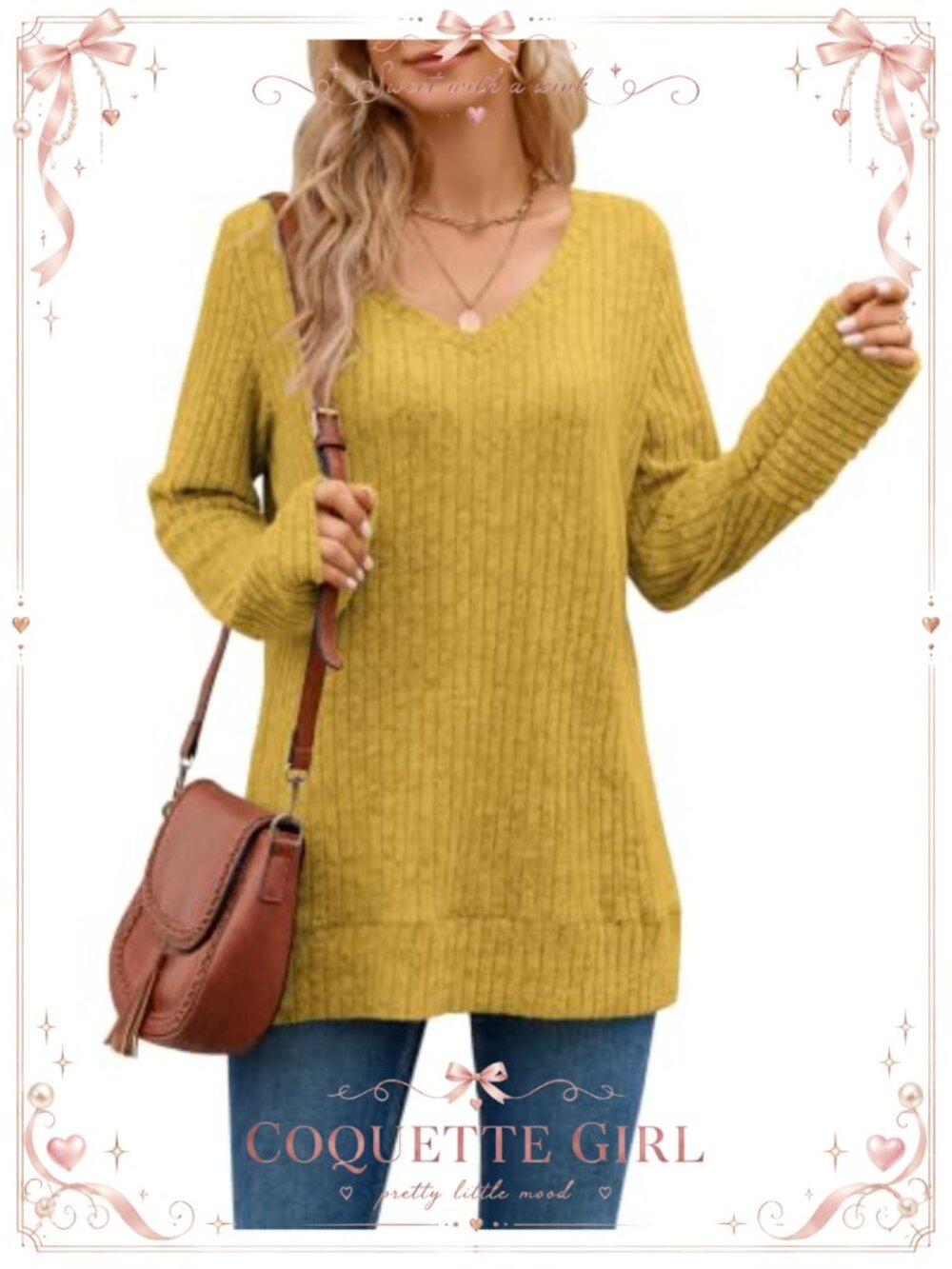 MISFAY Women's Long Sleeve V-Neck Tunic Sweatshirt Casual Pullover Top